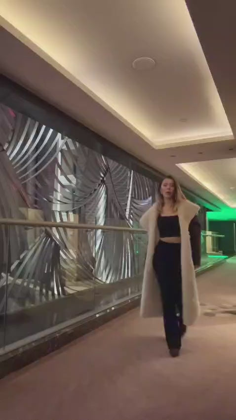 Kahverengi Çift Taraflı Suni Süet-Kürk Kaban KF7663