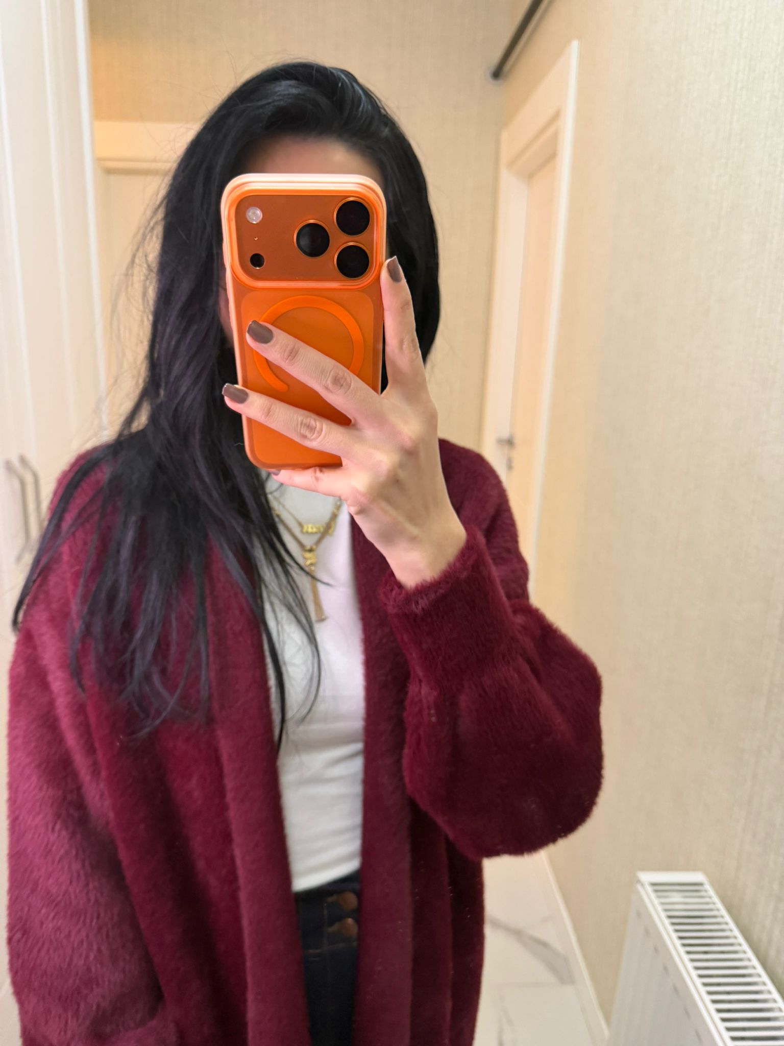 Bordo Yumoş Uzun Hırka P-2527