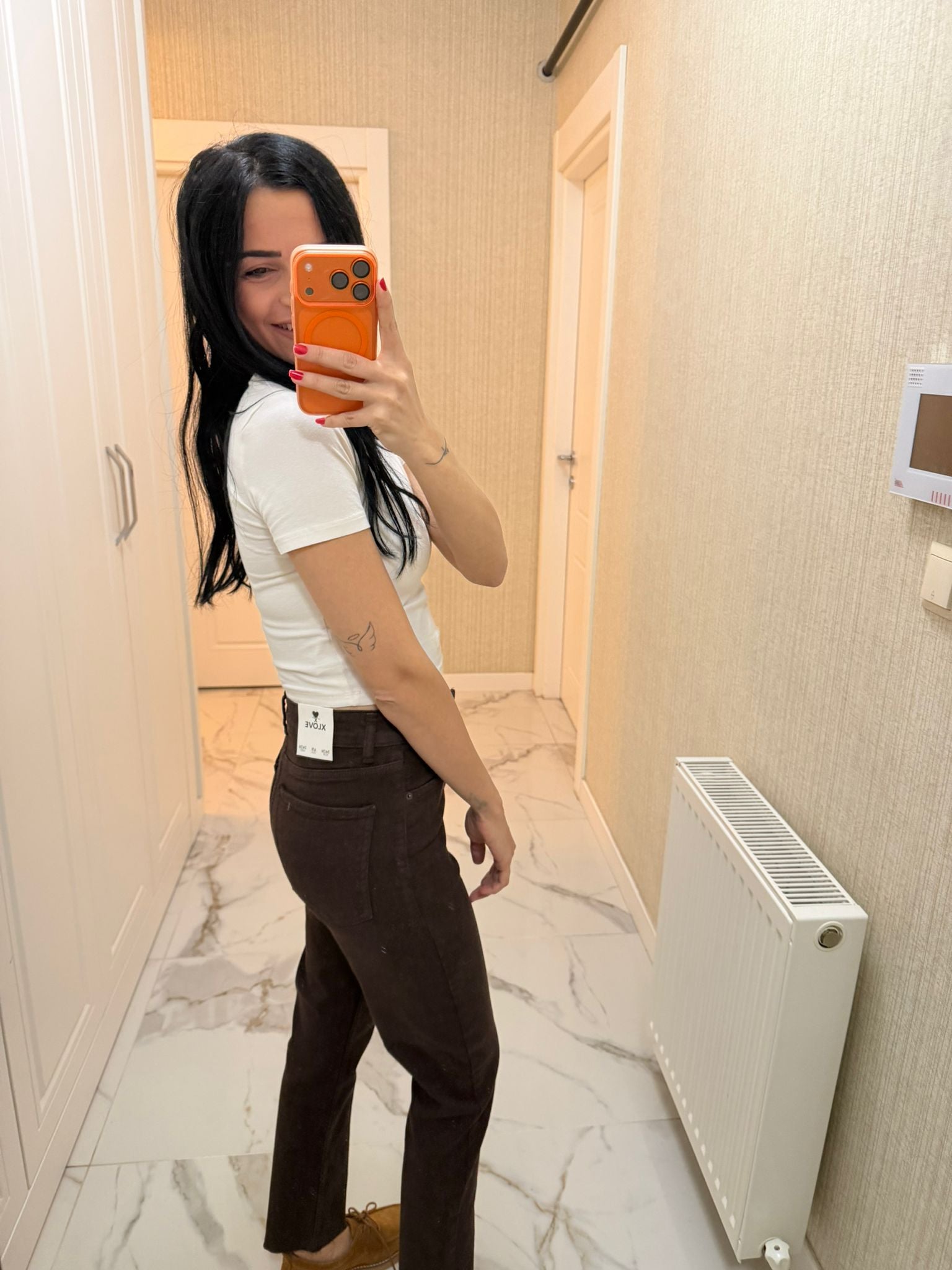 Kahverengi Mom Fit Jeans XL764-78