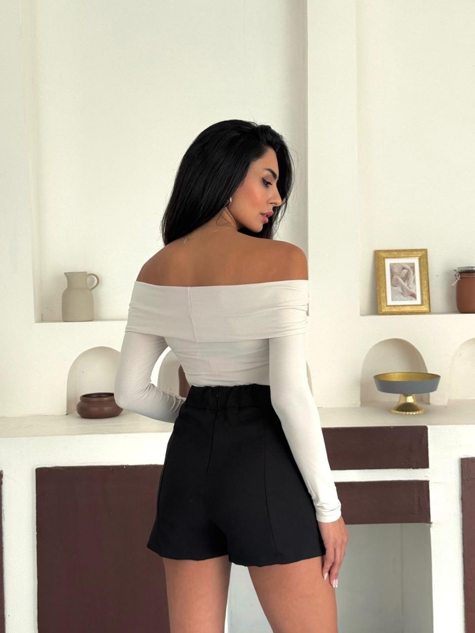 Bej Madonna Yaka Düğümlü Bluz ERL-10125