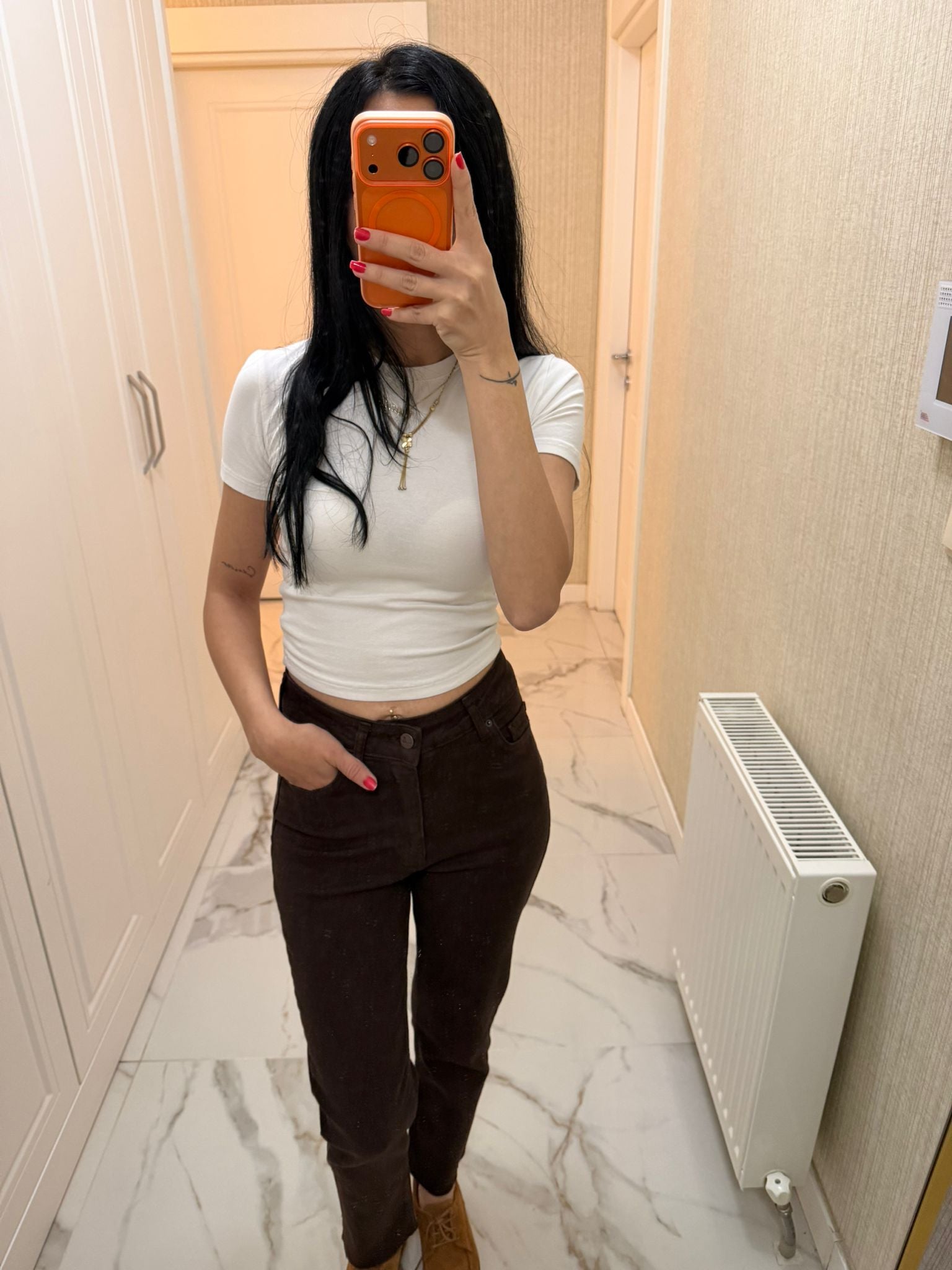 Kahverengi Mom Fit Jeans XL764-78