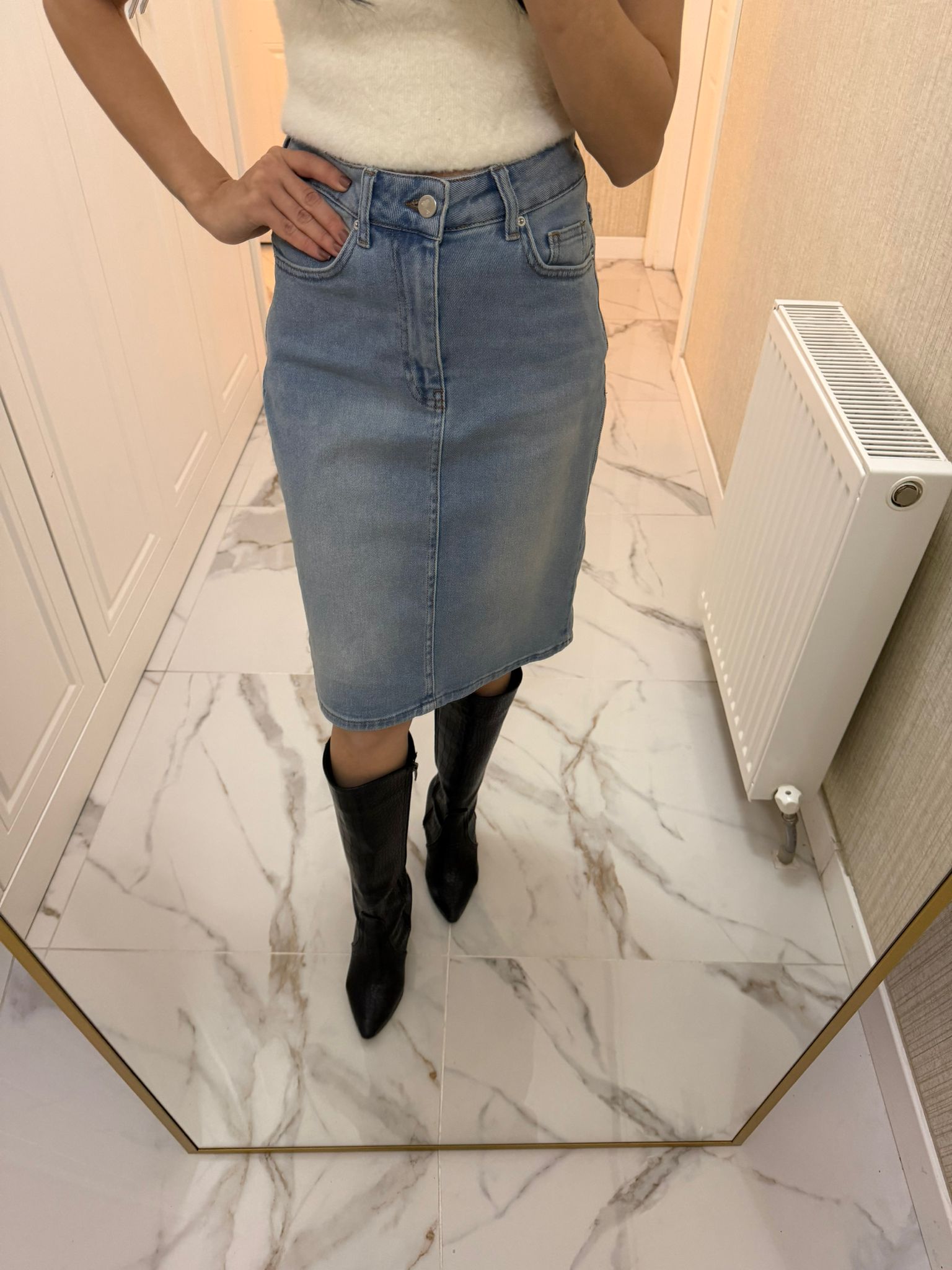 Mavi Midi Boy Kot Kalem Etek XL1039-15