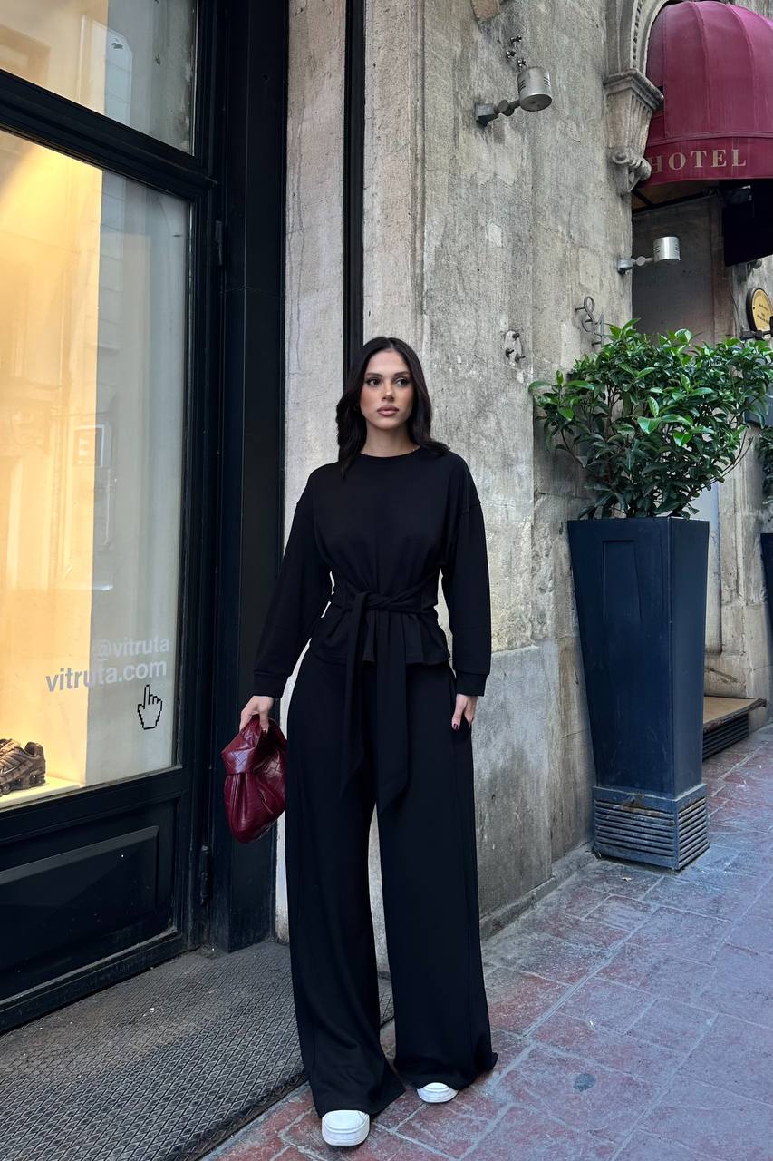 Kahverengi Belden Bağlamalı Eşofman Takımı W-0821