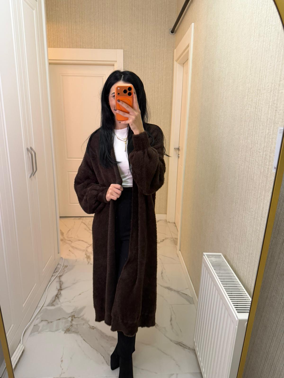 Bordo Yumoş Uzun Hırka P-2527