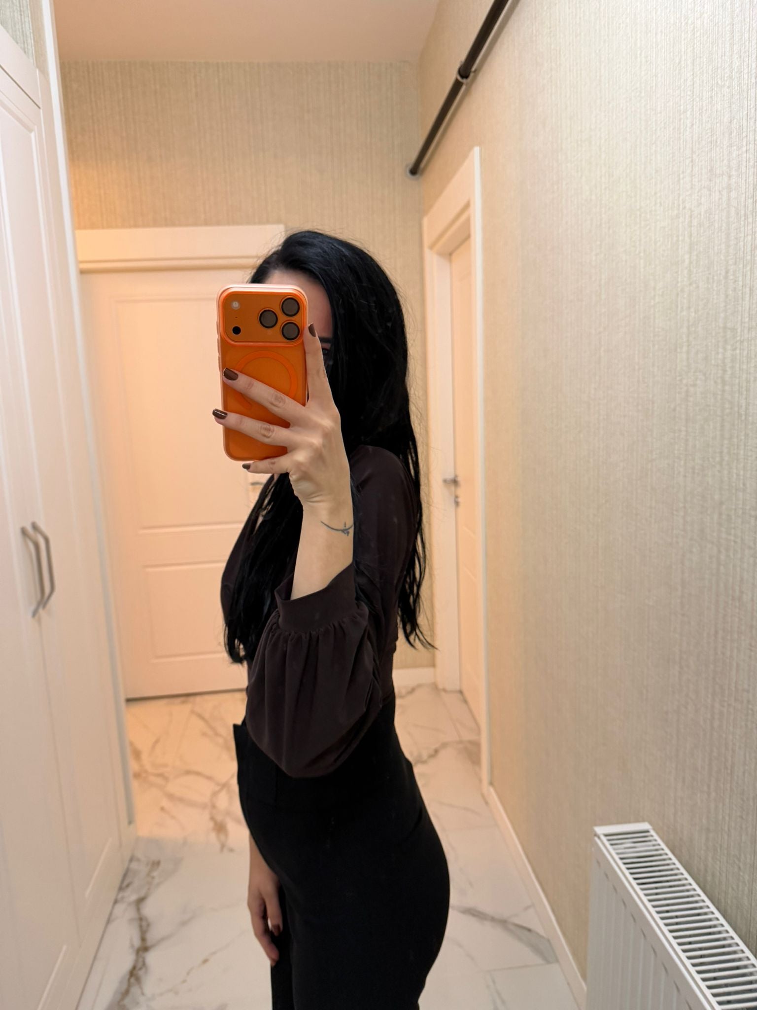 Kahverengi V Yaka Candy Bluz KL-3282