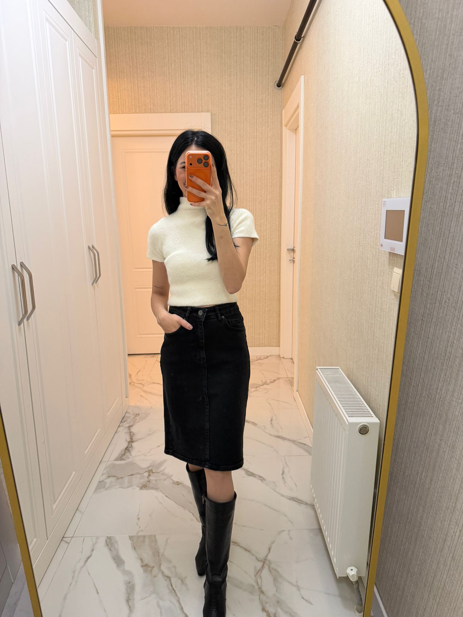 Siyah Midi Boy Kot Kalem Etek XL1039-23