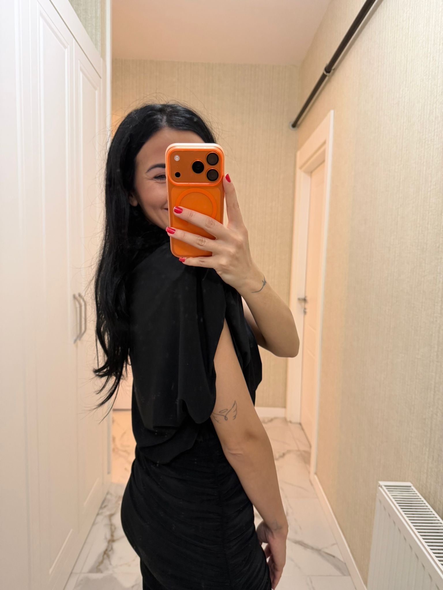 Siyah Vatkalı Drapeli Candy Mini Elbise S3919