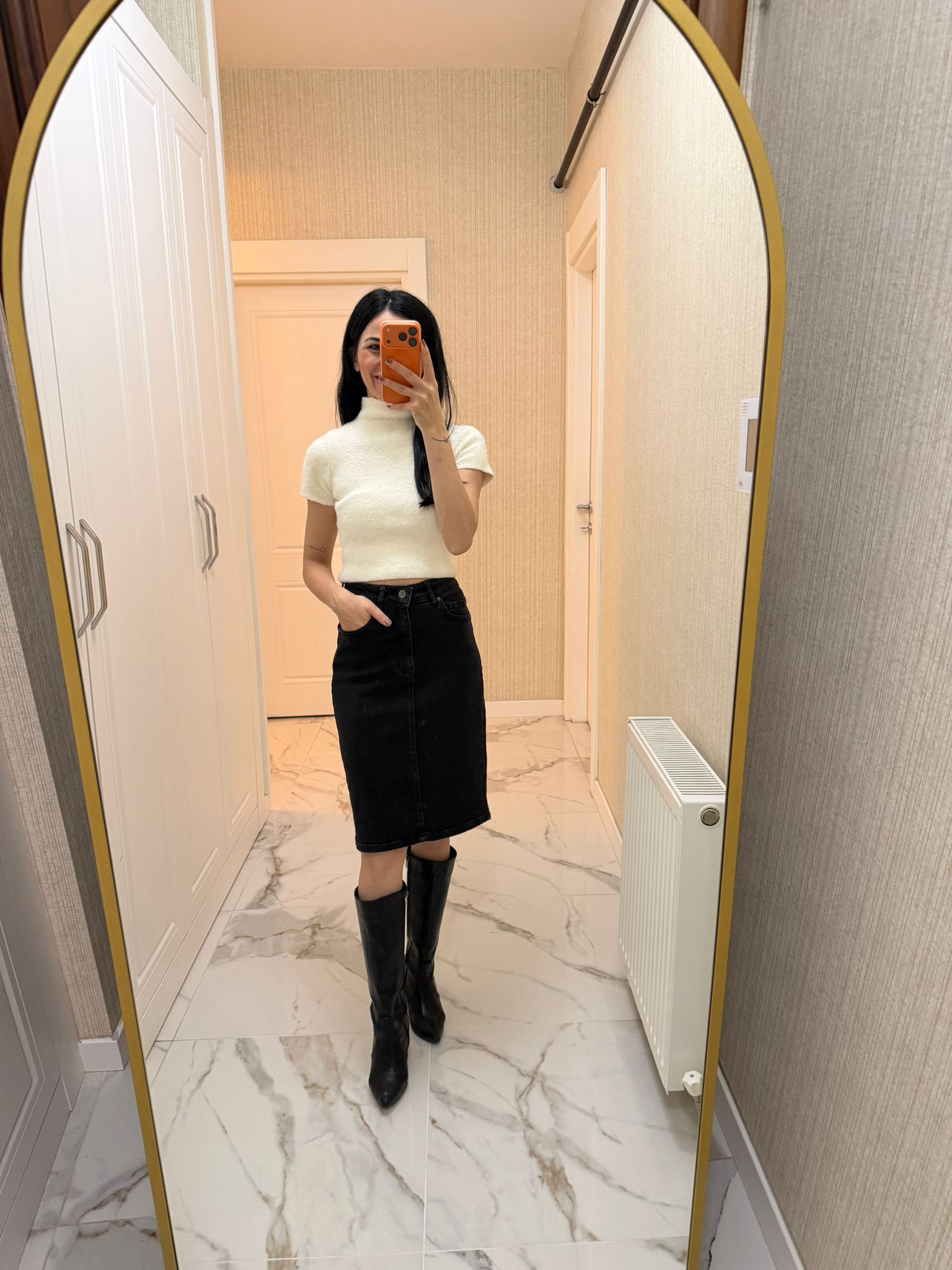 Siyah Midi Boy Kot Kalem Etek XL1039-23