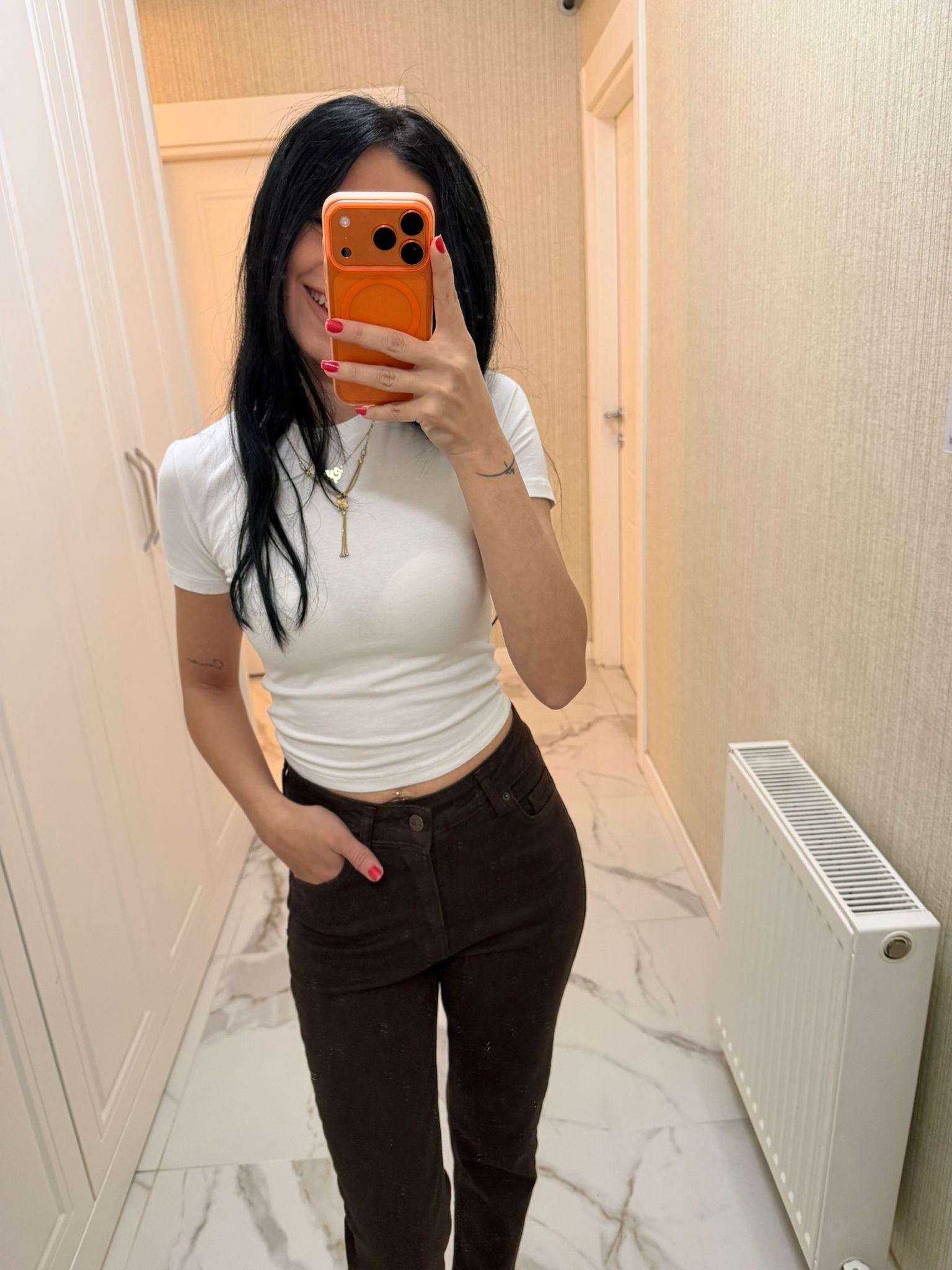 Kahverengi Mom Fit Jeans XL764-78