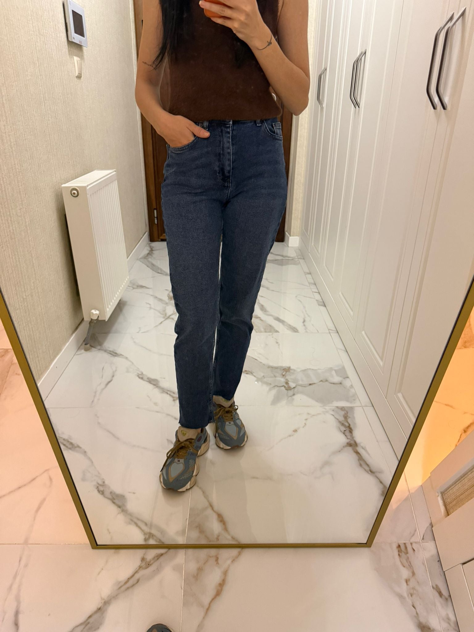 Kahverengi Mom Fit Jeans XL764-78