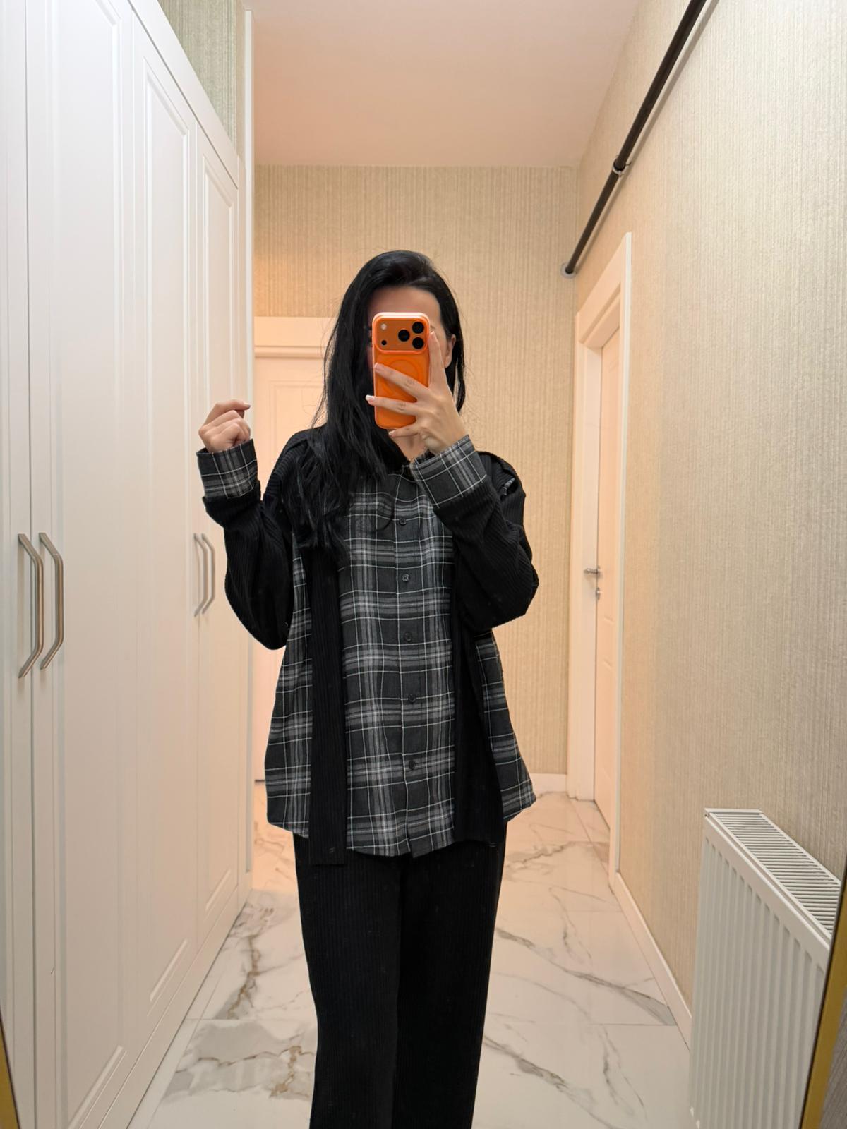 Kahverengi Ekose Kaşkorse Takım KF-7654