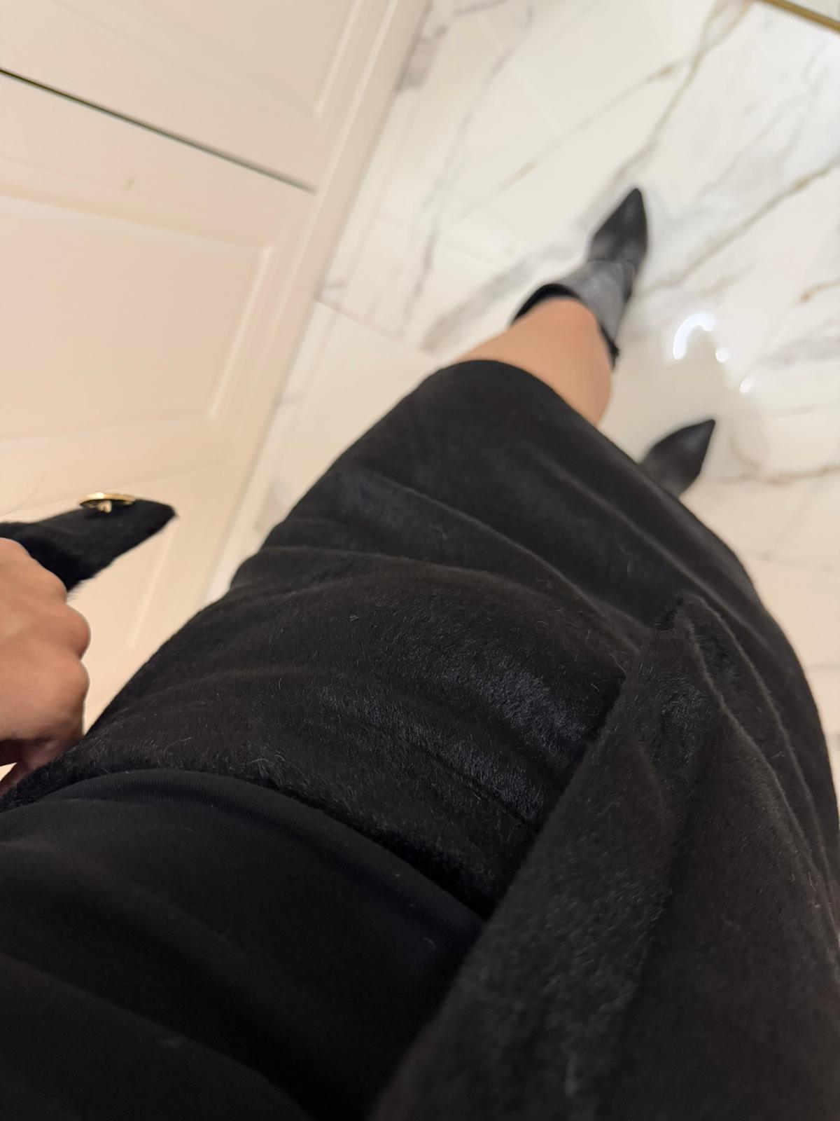 Siyah Tay Tüyü Düğmeli Ceket  TŞ1967