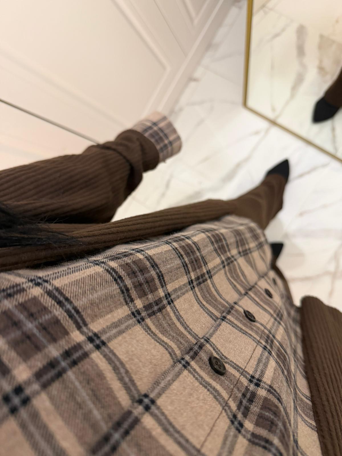 Kahverengi Ekose Kaşkorse Takım KF-7654