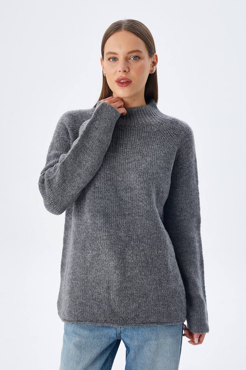 Krem Dik Yaka Yumoş Kazak MR-6849