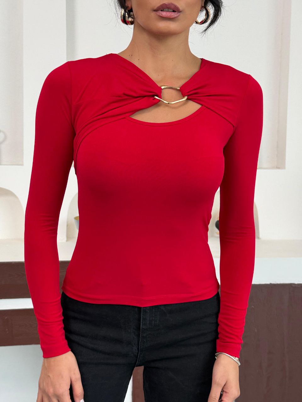 Beyaz Aksesuar Detay Bluz Body ERL-10131