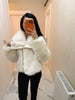 Beyaz Şal Yaka Fermuarlı Suni Kürk KF-7632