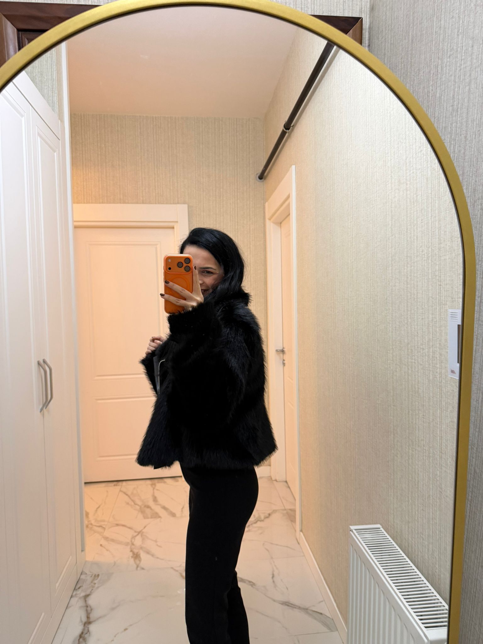 Siyah Şal Yaka Suni Kürk KF-7632