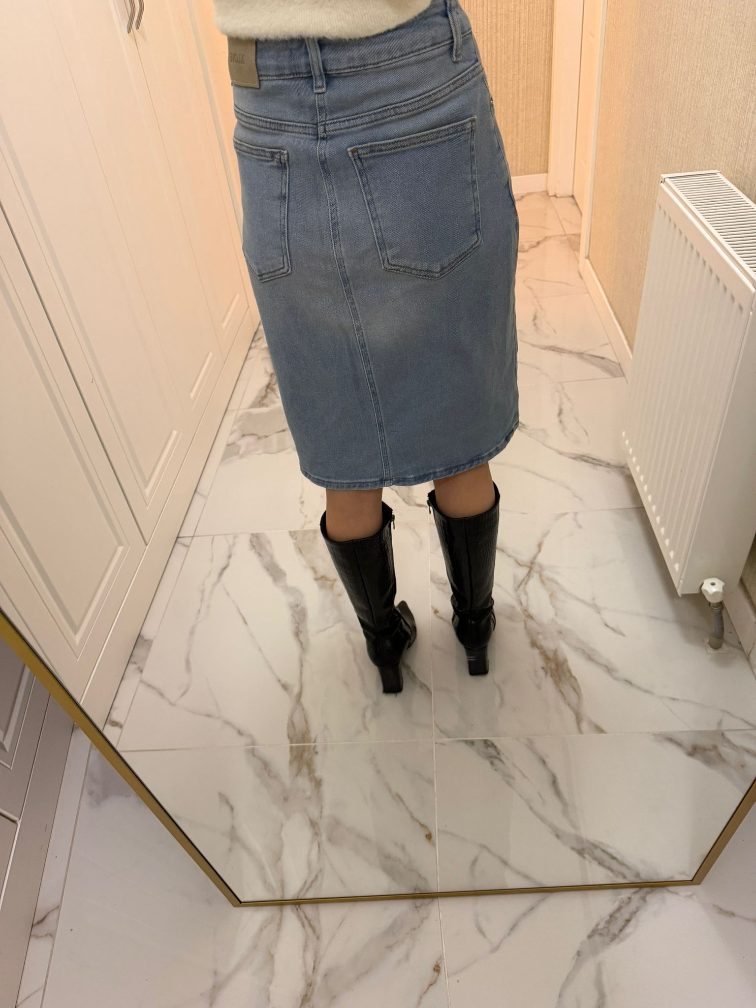 Mavi Midi Boy Kot Kalem Etek XL1039-15