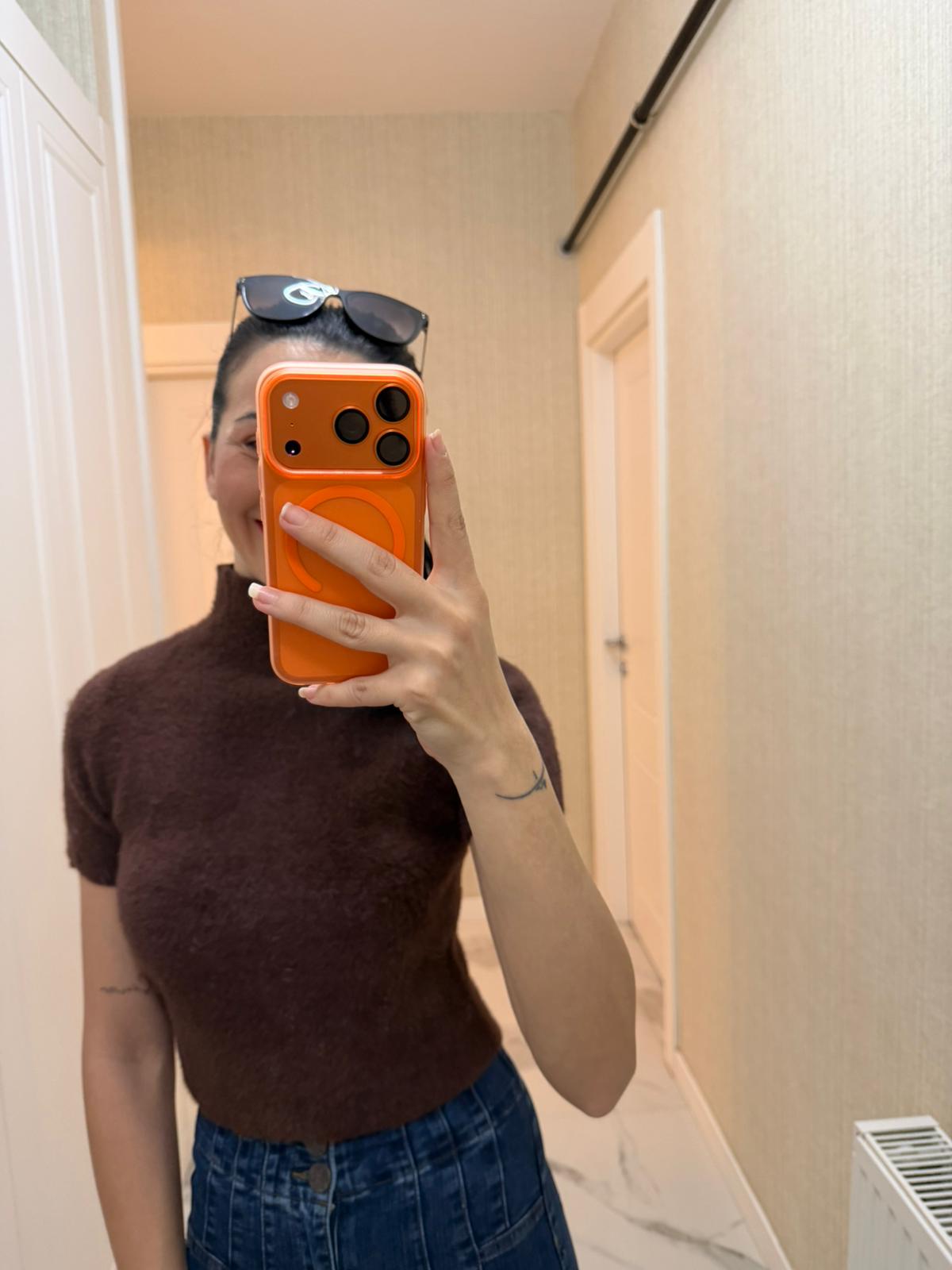 Kahverengi Yumoş Triko Crop TY-058