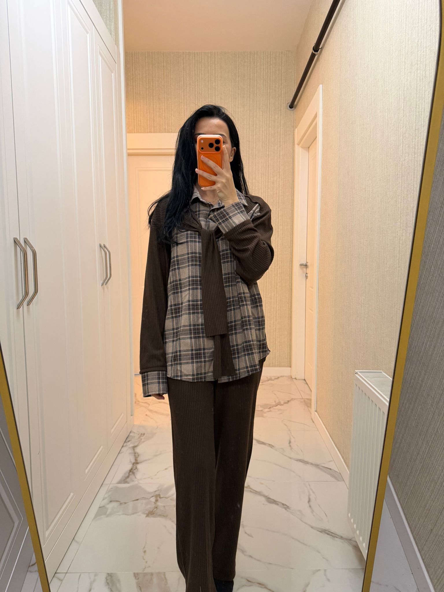 Kahverengi Ekose Kaşkorse Takım KF-7654