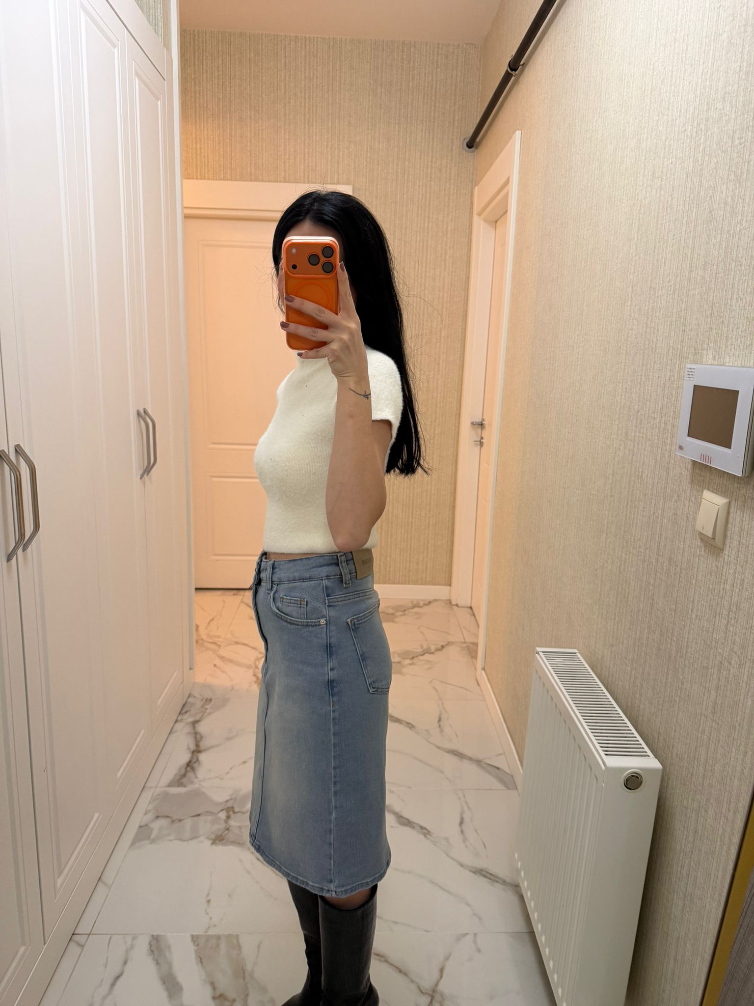 Mavi Midi Boy Kot Kalem Etek XL1039-15