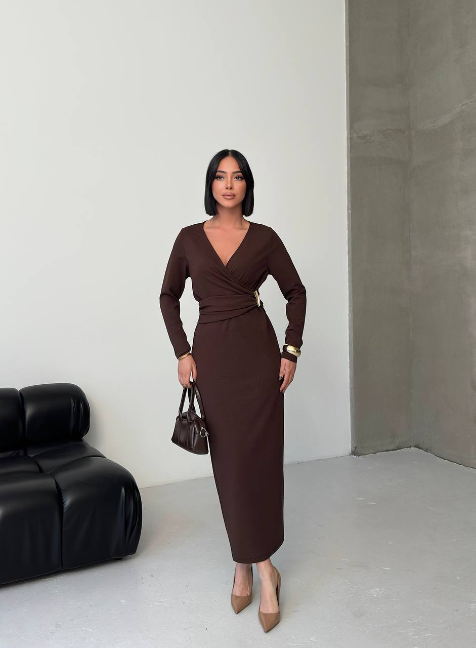 Siyah Kruvaze Elbise S-1352